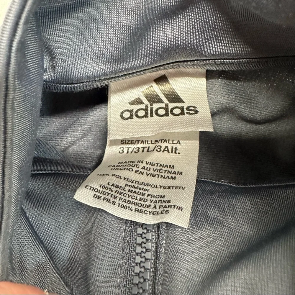 Adidas Two Piece Track Suit Pants Zip Up Jacket Black Gray Red Boys Size 3T